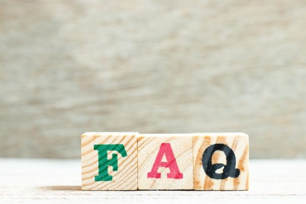 FAQ spelled using colored letter blocks depicting home heating questions